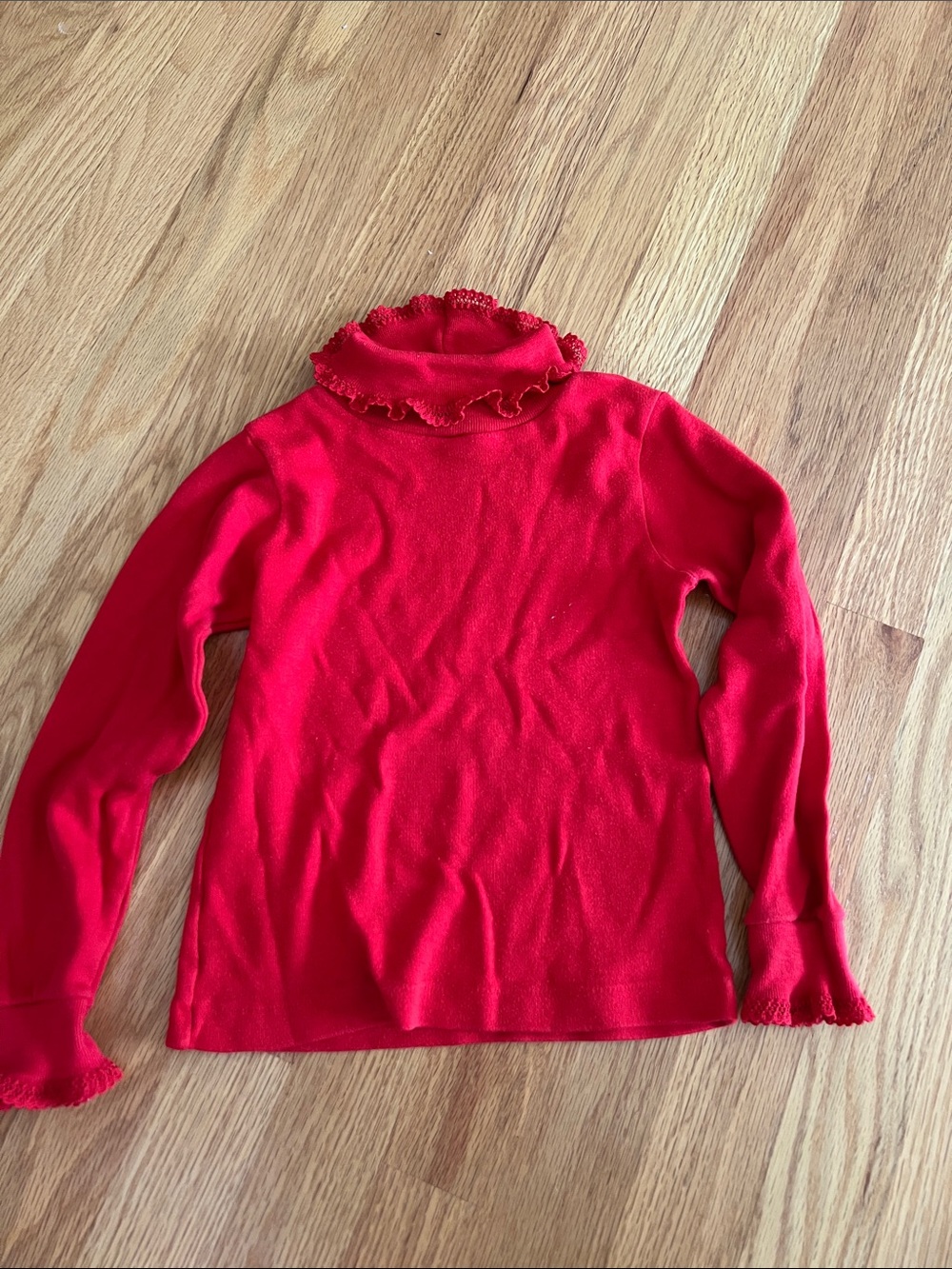 Vintage Carters Red Ruffled Neck youth Sweater size 6